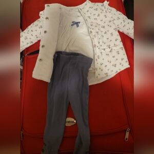 White Baby Dress with Blue Bow